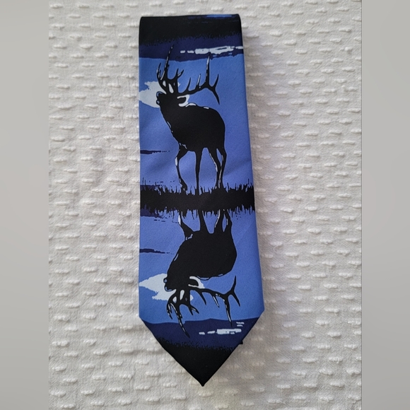 Tie Men's Deer Buck Night Scene Handmade Neck Tie - Picture 13 of 15